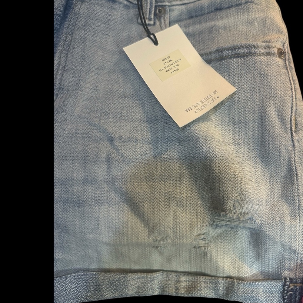 Cosmic Blue Love Riptide Denim Jean Distressed Light Wash Shorts 29 8 NWT - Picture 6 of 8